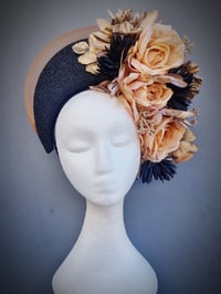 Image 1 of Floral Halo Crown in Black, champagne and gold.