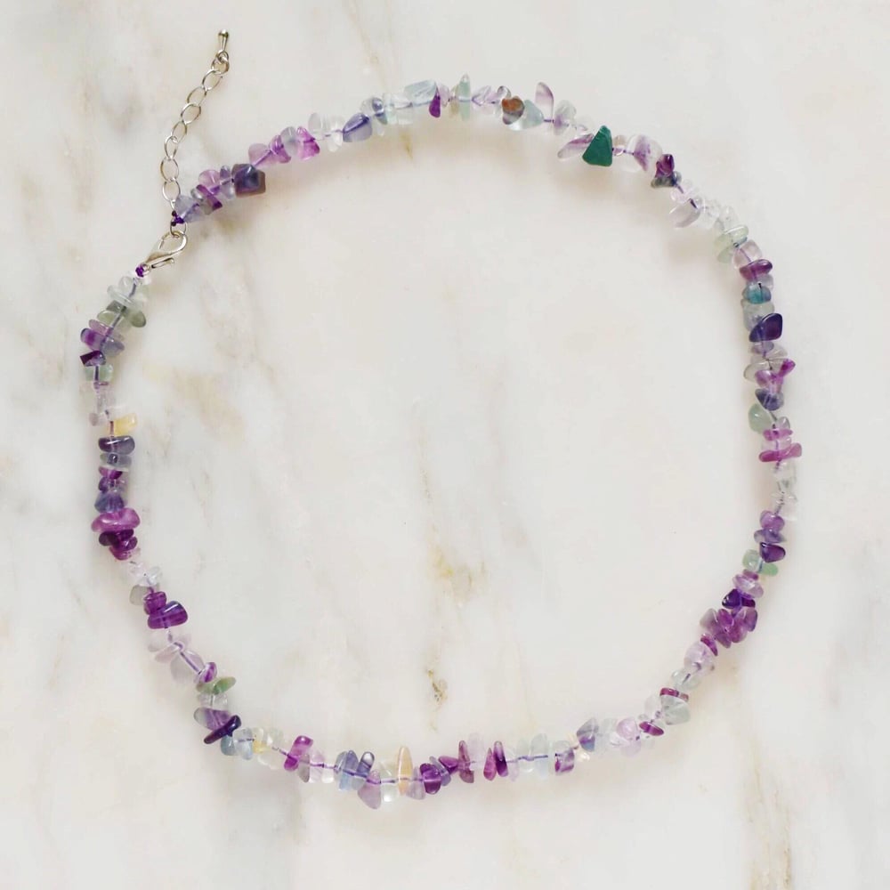 Image of Rainbow Fluorite tumbled stones necklace