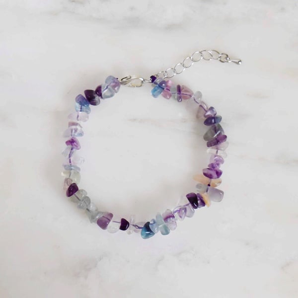 Image of Rainbow Fluorite tumbled stones bracelet