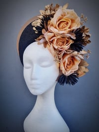 Image 2 of Floral Halo Crown in Black, champagne and gold.