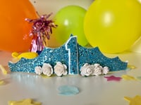 Image 1 of Sparkling blue glitter tiara 