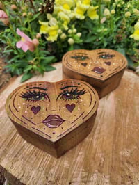 Image 2 of Green Eyed Glam Girl Heart Shaped Box