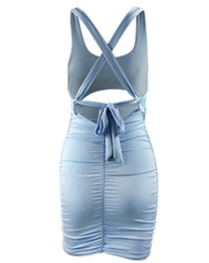 Image of Large Hollow Out Ruched Mini Dress
