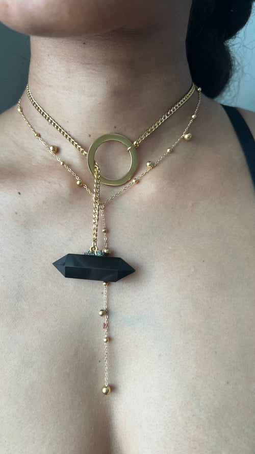 Image of NOVA • Obsidian Crystal Lariat Necklace