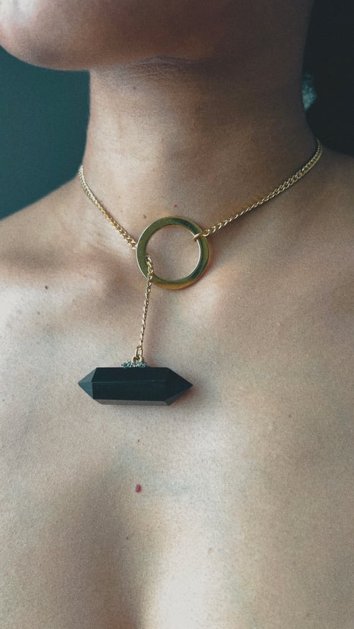 Image of NOVA • Obsidian Crystal Lariat Necklace