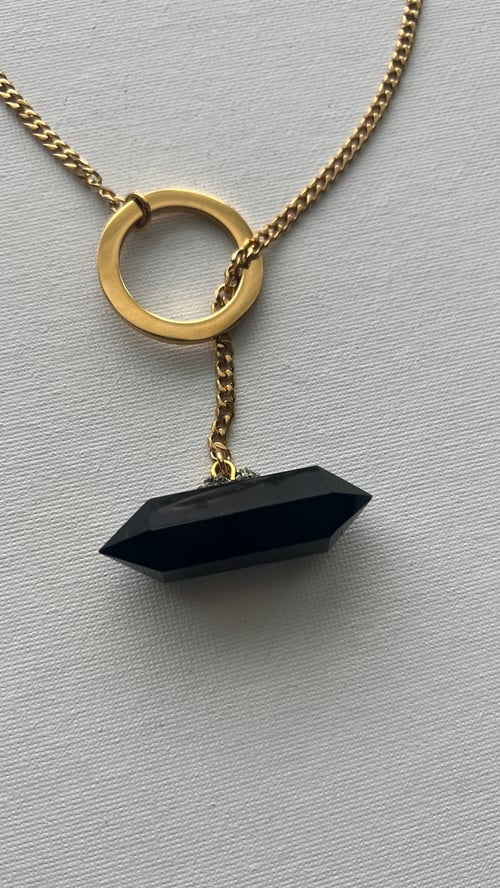 Image of NOVA • Obsidian Crystal Lariat Necklace