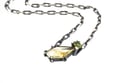 Rutile quartz and green zircon claw set silver necklace