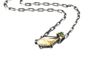 Image 3 of Rutile quartz and green zircon claw set silver necklace