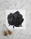 Les Jacquelines noir - Linogravure originale en édition limitée format 20x20