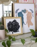 Les Jacquelines noir - Linogravure originale en édition limitée format 20x20