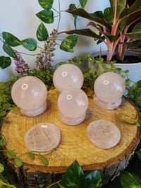 Image 2 of Rose Quartz Sphere with Rose Quartz Stand