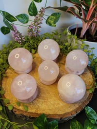 Image 3 of Rose Quartz Sphere with Rose Quartz Stand