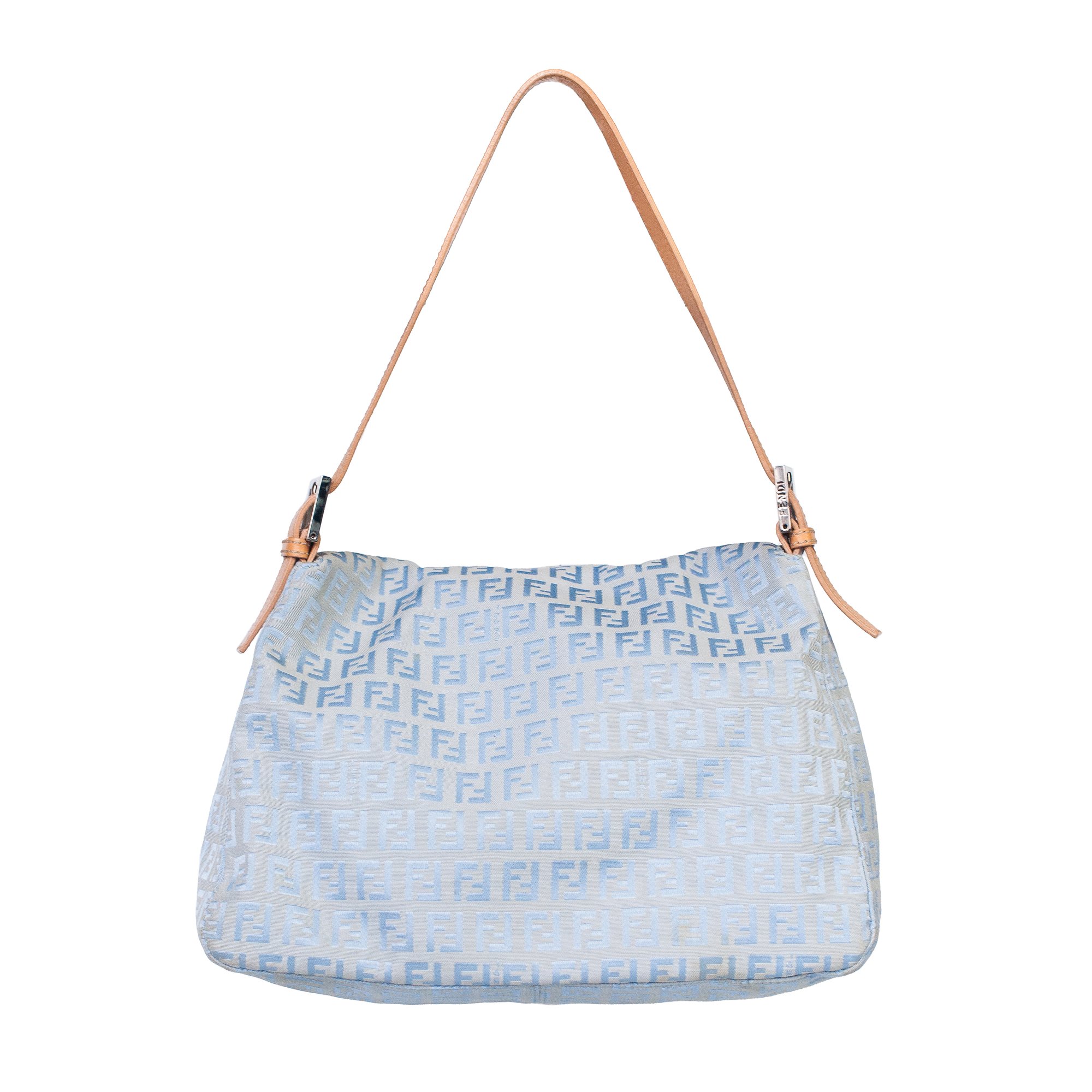 Image of Fendi Blue Zucchino Monogram Mama Baguette 