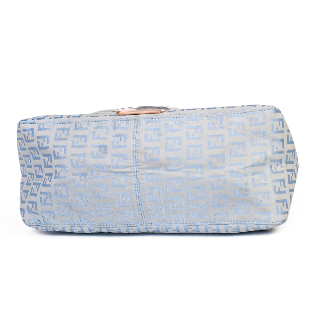 Image of Fendi Blue Zucchino Monogram Mama Baguette 