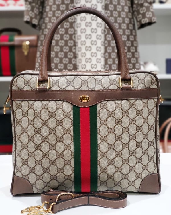 Image of Vtg Gucci Brown Monogram Tote Bag