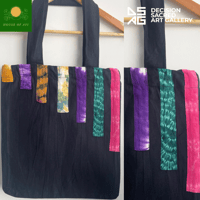 Image 1 of Multi Stripe 1 Adire Tote Bag : Decision Sacred Art Gallery