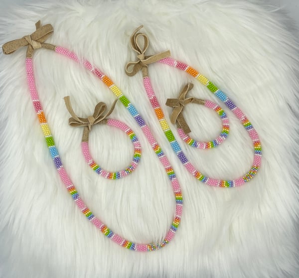 Image of Mother-Daughter Beaded Necklace and Bracelet Set