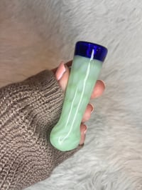 Image 1 of Jade And Blue Glass One Hitter Pipe  