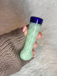 Image 3 of Jade And Blue Glass One Hitter Pipe  