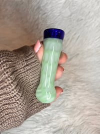 Image 4 of Jade And Blue Glass One Hitter Pipe  