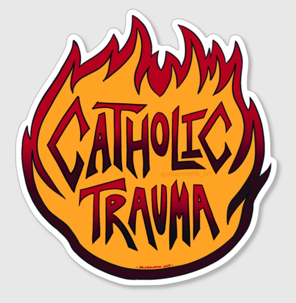 Catholic Trauma Sticker [GLITTER VERSION]