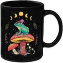 Image 2 of 🍄 Amanita Mushroom Toad Coffee Mug - Ceramic - 11oz - Black - Cottagecore