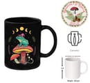 Image 1 of 🍄 Amanita Mushroom Toad Coffee Mug - Ceramic - 11oz - Black - Cottagecore