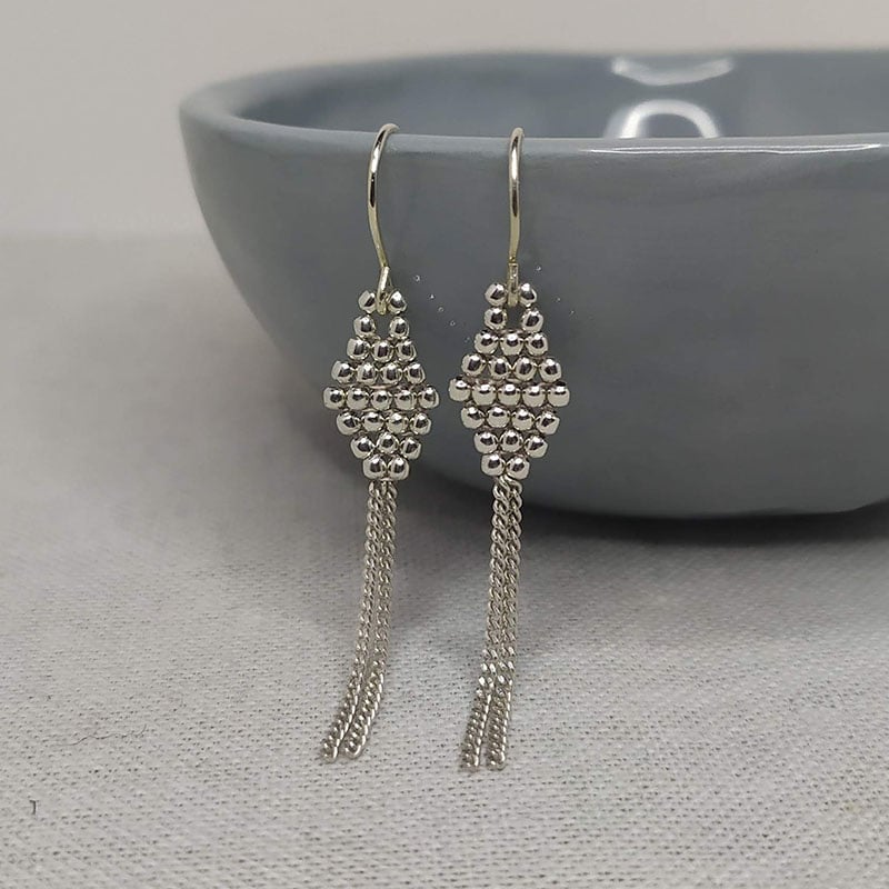 Image of Boucles d'oreilles pendantes argent "Losange"