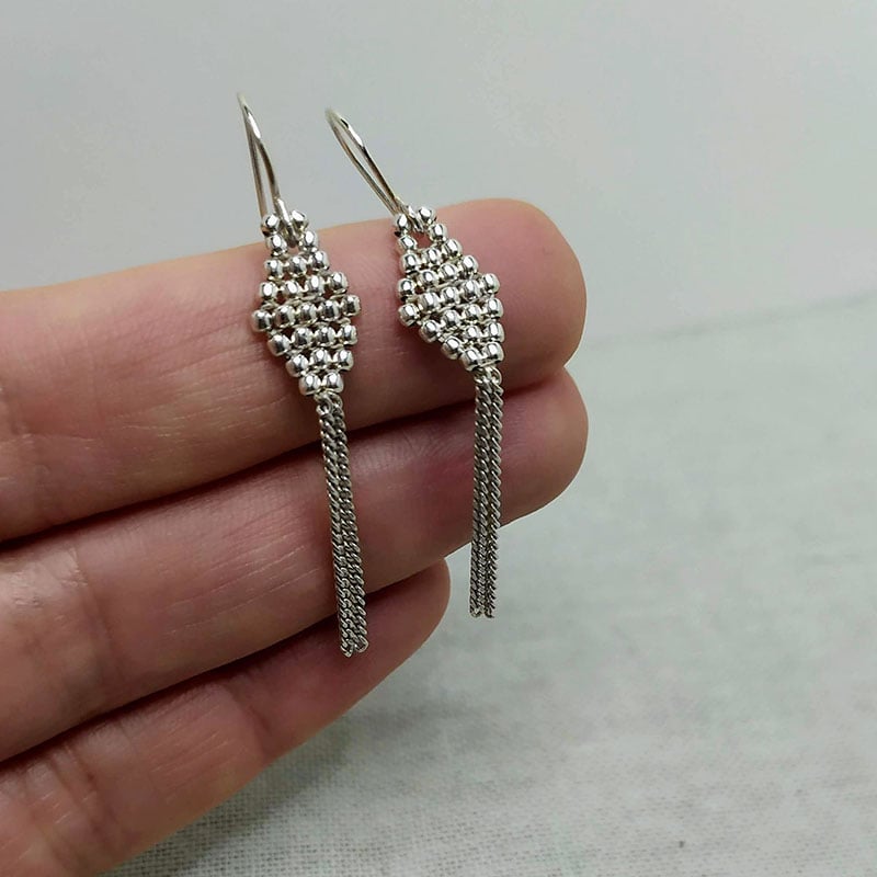 Image of Boucles d'oreilles pendantes argent "Losange"
