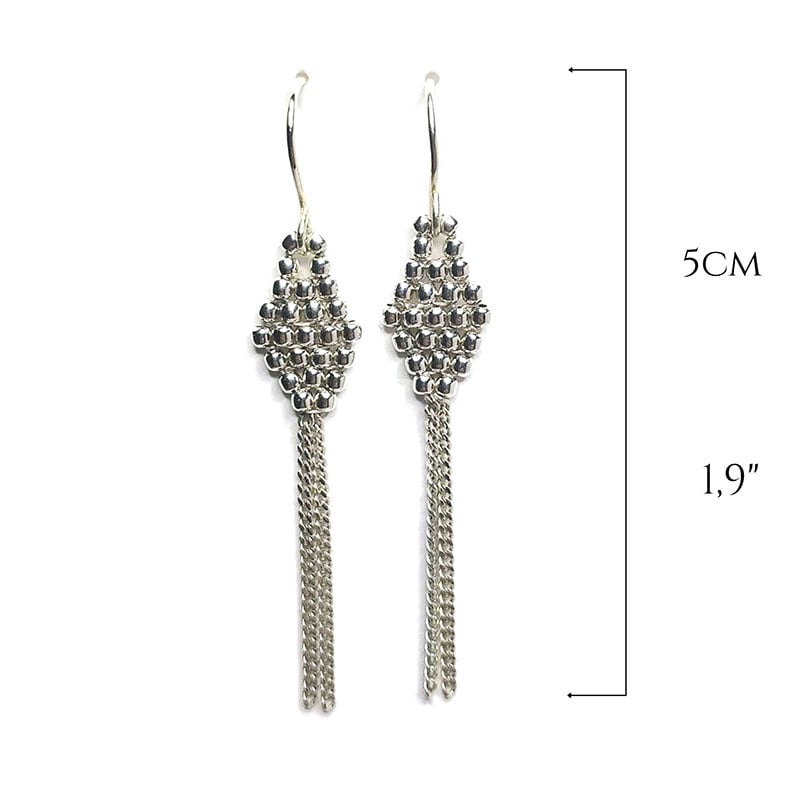 Image of Boucles d'oreilles pendantes argent "Losange"