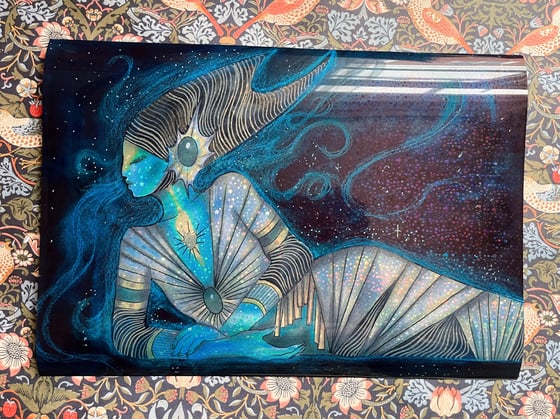 Image of Goddess of the night holographic A4 print 