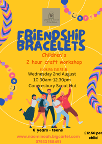 Image 1 of Children's Friendship Bracelet Workshop Wed 2nd August 10.30am - 12.30pm Congresbury Guide hut