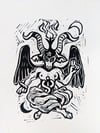 Baphomet lino print