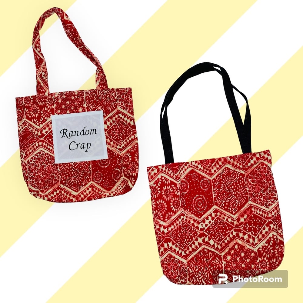 Image of Red Batik-Style Tote Bag