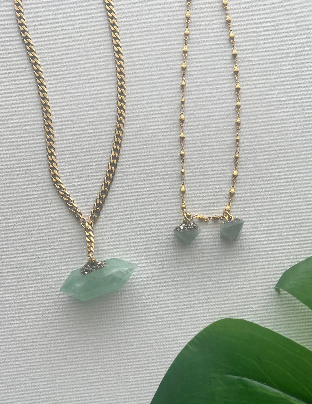 Image of THE GREEN SET • Green Fluorite & Green Adventurine Necklace Set