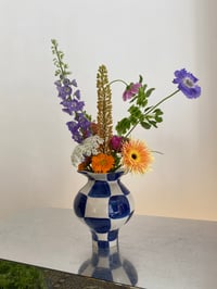 Image of Vase à damier bleu nuit