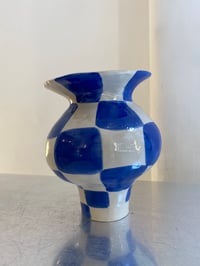 Image of Vase à damiers bleu médium