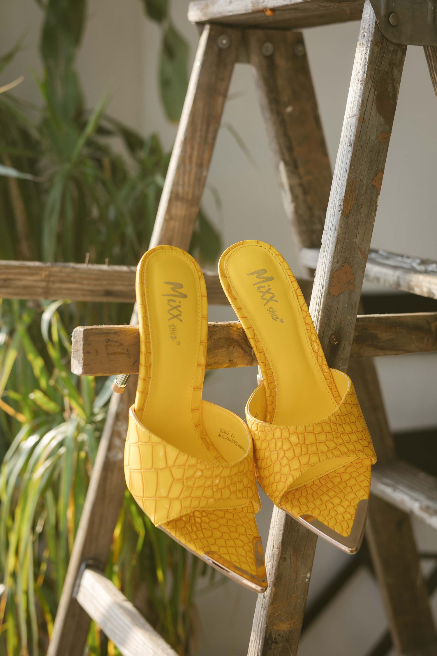 Image of Canary Croc Embossed Mules