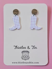 Image 2 of Western Boot Gingham Dangles 