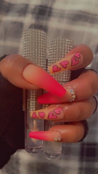 Image 2 of Nail - Long (Hot Pink Design)