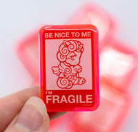 Image 2 of Fragile Pin and Sticker set