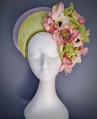 Image 1 of Floral Halo Crown in Lime and Pink