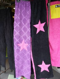 Chenille Star Pants - black/purple with pink stars