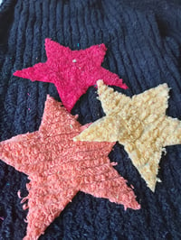 Image 2 of Black chenille pants with orange/red/yellow stars