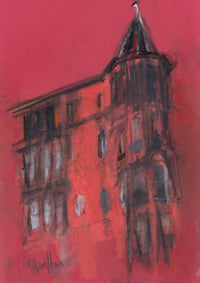 Tenement, Clarence Drive - Charcoal and Soft Pastels on Paper 