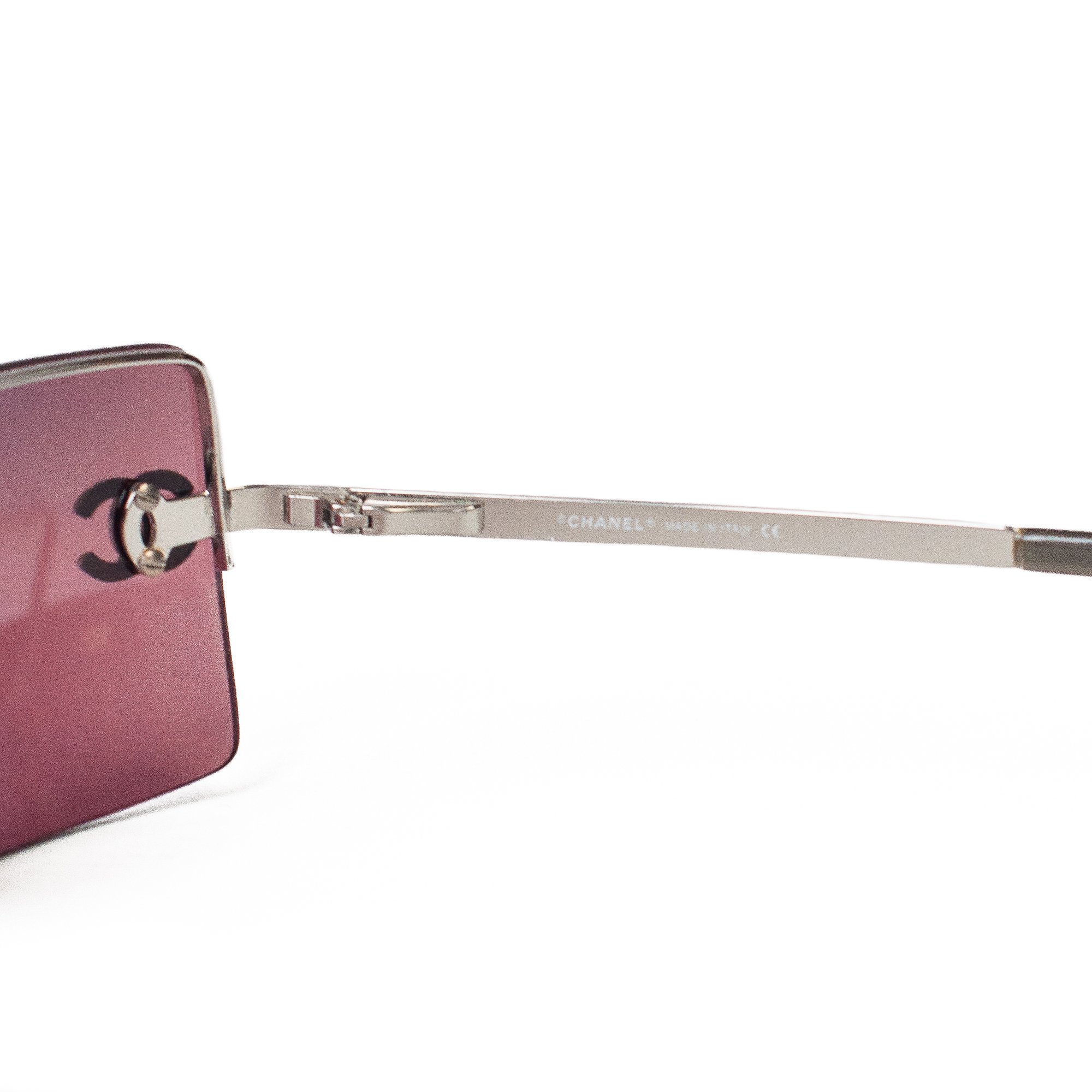 Image of Chanel Crystal CC Rimless Sunglasses Pink