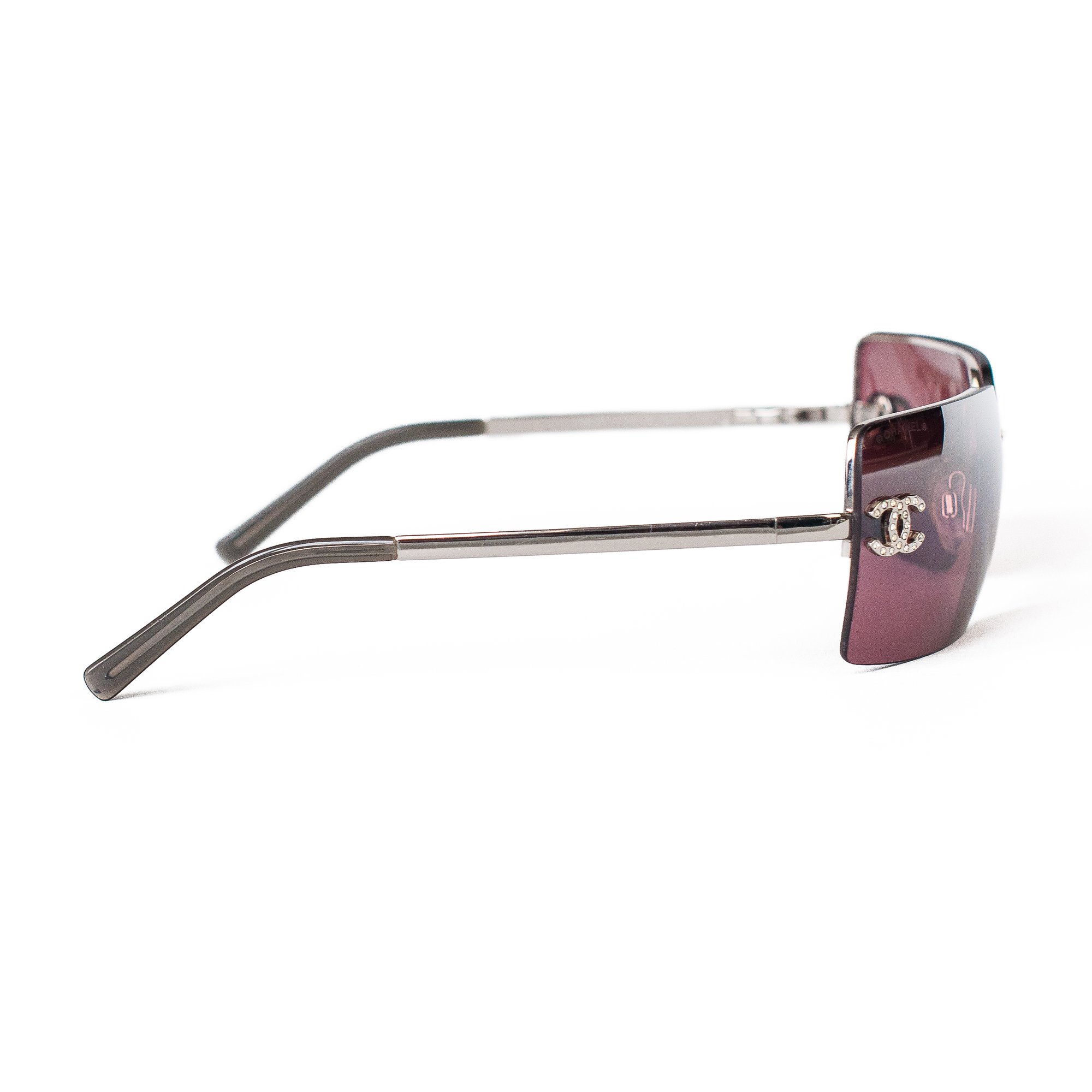 Image of Chanel Crystal CC Rimless Sunglasses Pink