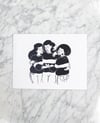 Les Sistas noir - Linogravure originale en édition limitée format 24x18