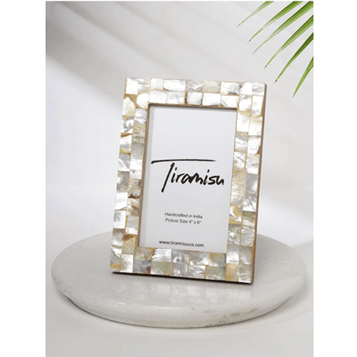 Image of Mother of pearl Picture Frame Herringbone Pattern