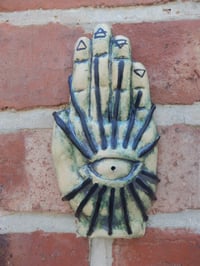 Image 1 of All Seeing Hand Ceramic Wall Art Joss Stick Holder